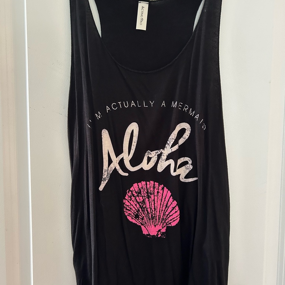Girls Mermaid Tank Top with Pink Shell Design